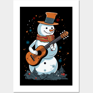 Christmas Guitar Gift Santa Claus Guitarist Funny Guitar Posters and Art